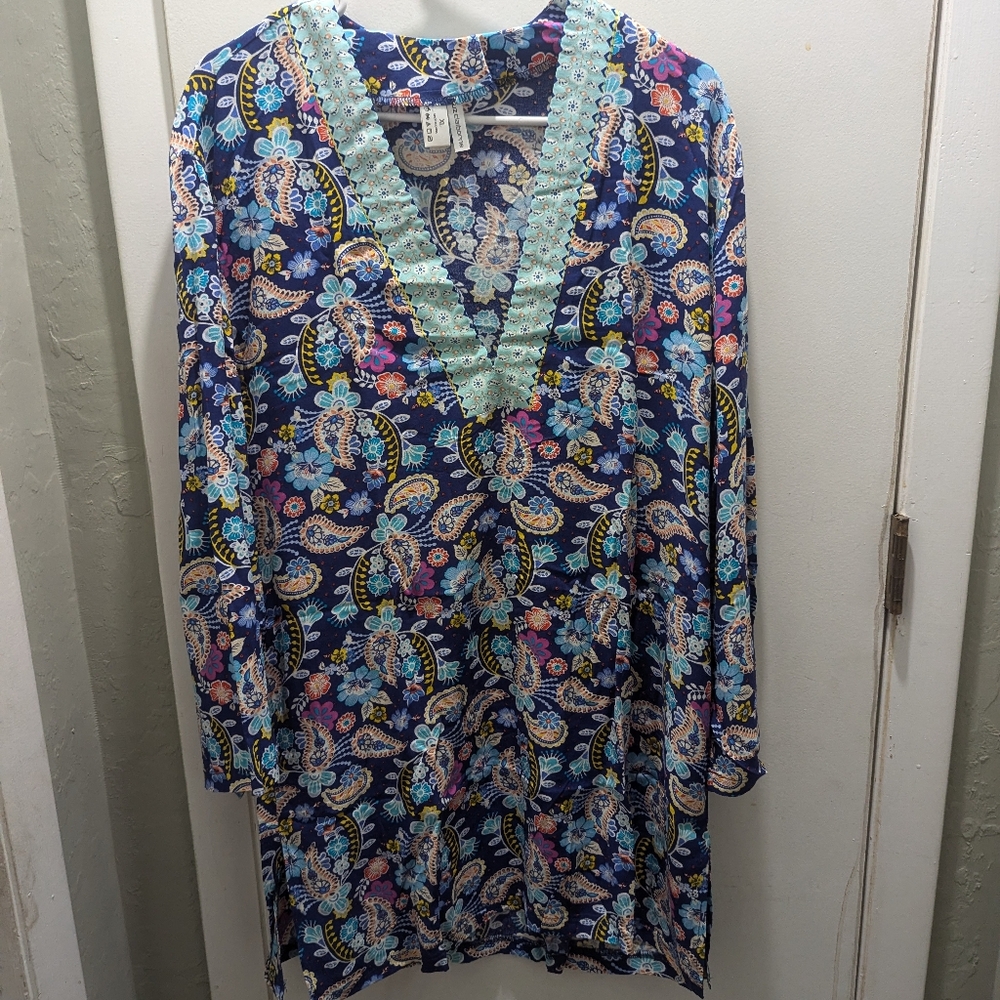 Liz Claiborne Paisley print Beach cover-up size  XL